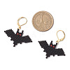 Halloween Theme Bat Handmade Glass Seed Beads Leverback Earrings EJEW-MZ00475-4