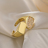 Brass Micro Pave Cubic Zirconia Cuff Rings for Women RJEW-P129-03G-1