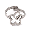 Non-Tarnish 304 Stainless Steel Hollow Flower Cuff Ring for Women RJEW-G322-07P-2