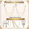 4Pcs 2 Colors Alloy Rhinestone Hanging Chain Brooch JEWB-FG0001-65-2