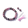 Natural Rhodonite Round Beads Stretch Bracelets BJEW-JB04174-03-1