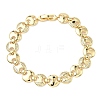 Clear Cubic Zirconia Flat Round Link Chains Bracelet BJEW-G773-06G-4