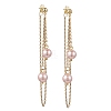 304 Stainless Steel Shell Pearl Round Bead Tassel Stud Earrings EJEW-JE06663-2