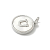 Brass Pave Natural Shell Flat Round with Letter Charms KK-Z115-13P-U-2