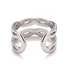 Non-Tarnish 304 Stainless Steel Hollow Chunky Open Cuff Ring for Women RJEW-A005-40P-3