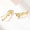 Brass Micro Pave Cubic Zirconia Stud Crawler Earrings LS-KK-CBAA351-03G-2