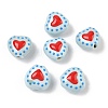 Heart Pattern Handmade Porcelain Enamel Beads PORC-G016-03O-1