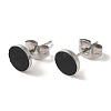 304 Stainless Ion Plating(IP) 304 Stainless Steel Flat Round Stud Earrings EJEW-C114-16P-01-2