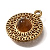 304 Stainless Steel Pave Natural Tiger Eye Pendants STAS-M057-02G-02-2