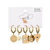 5Pcs 304 Stainless Steel Rhinestone Hoop Earrings EJEW-G447-01G-4