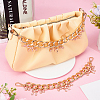 2Pcs Alloy Enamel Pink Bowknot Charm Aluminum Bag Decorative Chains HJEW-BBC0001-28-4