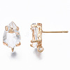 Transparent Brass Stud Earring Findings KK-S365-005-A01-3