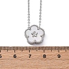 304 Stainless Steel Pave Natural White Shell Flower Pendant Necklaces for Women NJEW-U032-16P-03-5