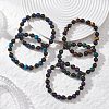 Round Natural Tiger Eye & Eyeless Obsidian & Non-Magnetic Synthetic Hematite Beads Stretch Bracelets for Women BJEW-JB12762-1