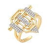 Brass Micro Pave Clear Cubic Zirconia Open Cuff Rings for Women Men KK-B124-12GP-4