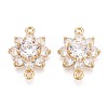 Brass Pave Clear Cubic Zirconia Connector Charms KK-N284-14G-1