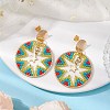 Glass Seed Bead Flat Round Dangle Stud Earrings for Women EJEW-MZ00267-2