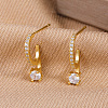 Elegant Brass Pave Clear Cubic Zirconia Stud Earrings IV7044-1