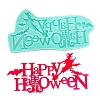 DIY Witch with Word Happy Halloween Food Grade Silicone Molds DIY-G057-A01-1