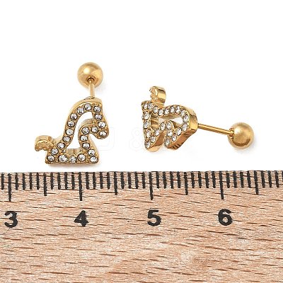 304 Stainless Steel Crystal Rhinestone Animal Cartilage Earrings SA-CBA1F7E-01G-06-1