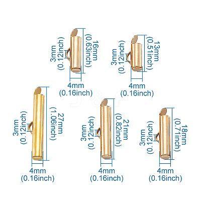 Brass Slide On End Clasp Tubes KK-TA0007-29G-1