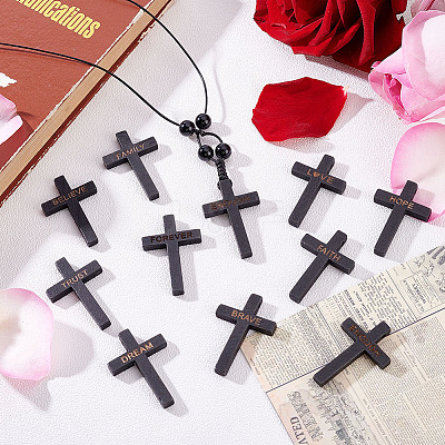 100Pcs 10 Styles Wooden Pendants WOOD-GA0001-93B-1