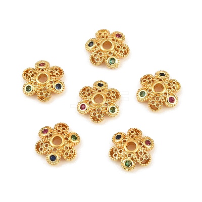 Brass Micro Pave Cubic Zirconia Bead Caps CU-CBA6A75-33G-1