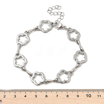 304 Stainless Steel Flower Link Chains Bracelets for Men & Women BJEW-D042-42P-1