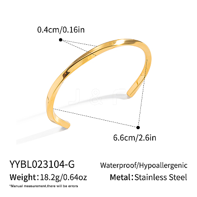 Vintage European and American 304 Stainless Steel Twisted Cuff Bangles for Women LS-WV1773-1-1