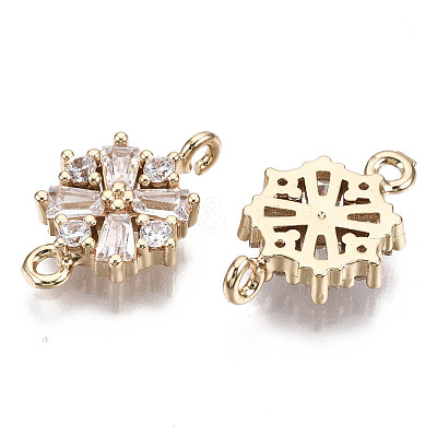 Christmas Brass Micro Pave Cubic Zirconia Links Connectors X-KK-R111-034-1