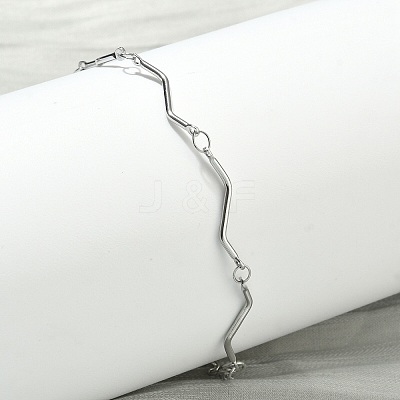 Twisted 304 Stainless Steel Bar Link Chains Bracelets for Women BJEW-D456-04P-1