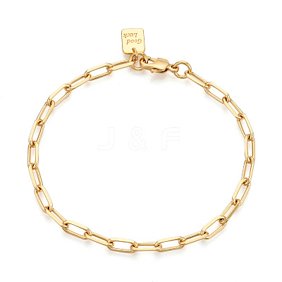 Brass Paperclip Chain Bracelets for Women BJEW-N032-07C-G-1