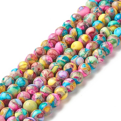 Assembled Natural & Dyed Magnesite Beads Strands G-L575-02L-A-1