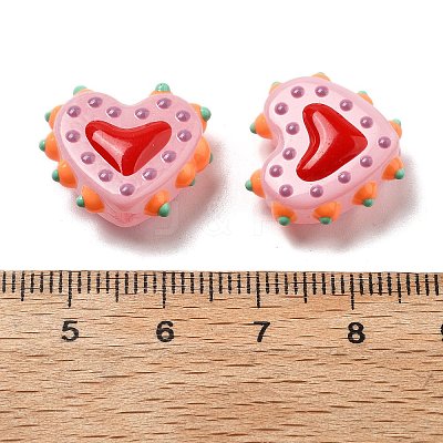 Painted Glass Beads Bumpy Beads Heart X-LAMP-V001-07C-1