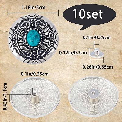 1-Hole Alloy & Cat eye Turquoise Decorative Rivets FIND-GF0004-53A-1