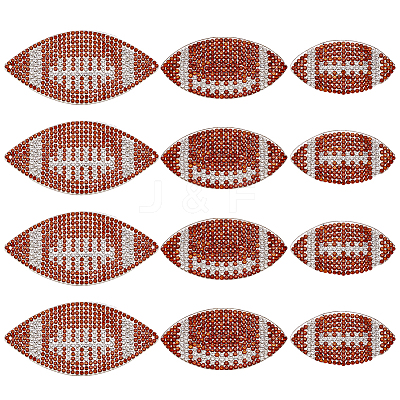 12Pcs 3 Styles Sports Theme Resin Rhinestone Iron on/Sew on Cloth Patches DIY-OC0015-19-1