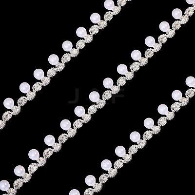 1 Yard Brass Crystal Rhinestone Cup Chain with Imitation Pearl OCOR-GL0001-08A-1