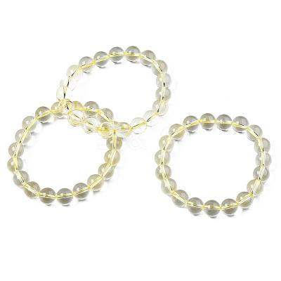 Natural Citrine Beaded Stretch Bracelets BJEW-Q692-48-10mm-1