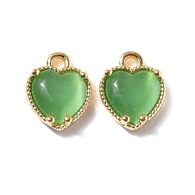 Heart Brass Charms KK-D024-02E-G-1