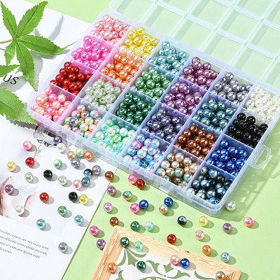 792Pcs 24 Style ABS Plastic & Acrylic Imitation Pearl Beads OACR-YW0001-29-1