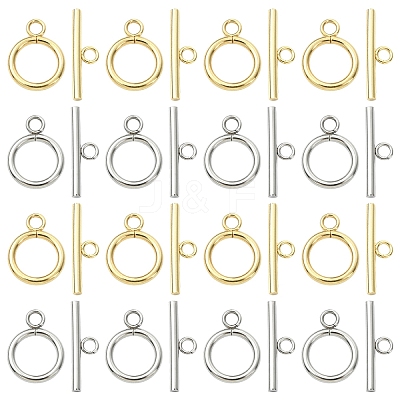 20 Sets 2 Colors 304 Stainless Steel Toggle Clasps STAS-YW0003-08B-1