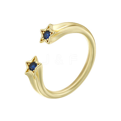 Brass Micro Pave Cubic Zirconia Cuff Open Rings for Women FS-WG15C9D-11-1