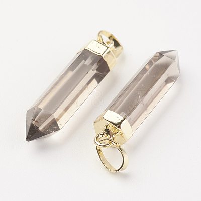 Natural Smoky Quartz Pointed Pendants X-G-G737-32E-G-1