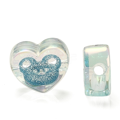 UV Plating Rainbow Iridescent Acrylic Beads OACR-G012-11B-1