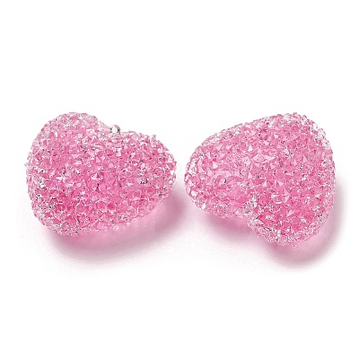 Drusy Heart Resin Rhinestone Beads RESI-C038-01D-1