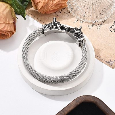 Viking 304 Stainless Steel Open Cuff Bangles for Men BJEW-U001-07J-AS-1