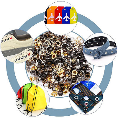 200 Sets 4 Colors Iron Grommet Eyelet Findings SCRA-GF0001-10A-01-1