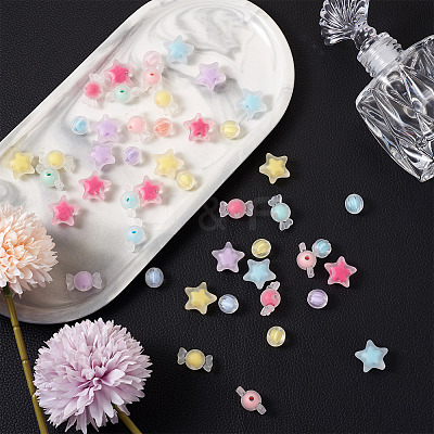 120Pcs 3 Style Transparent Acrylic Beads TACR-BT0001-03-1