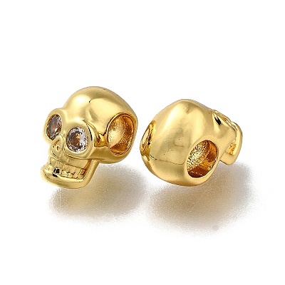 Brass Micro Pave Clear Cubic Zirconia Beads ZIRC-I070-088G-1