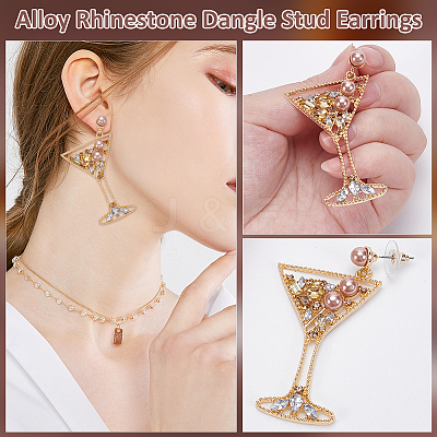 1Pair Alloy Rhinestone Dangle Stud Earrings EJEW-UN0002-73A-1